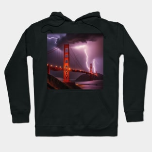 Iconic World Landmarks During A Thunderstorm; Golden Gate Bridge, San Francisco Hoodie